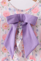 Purple rose bow smocked ruffle bloomer set