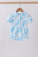 Blue rose smocked bubble