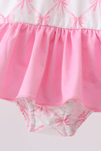 Pink bow ruffle one-piece swimsuit