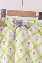 Purple floral bow skorts set