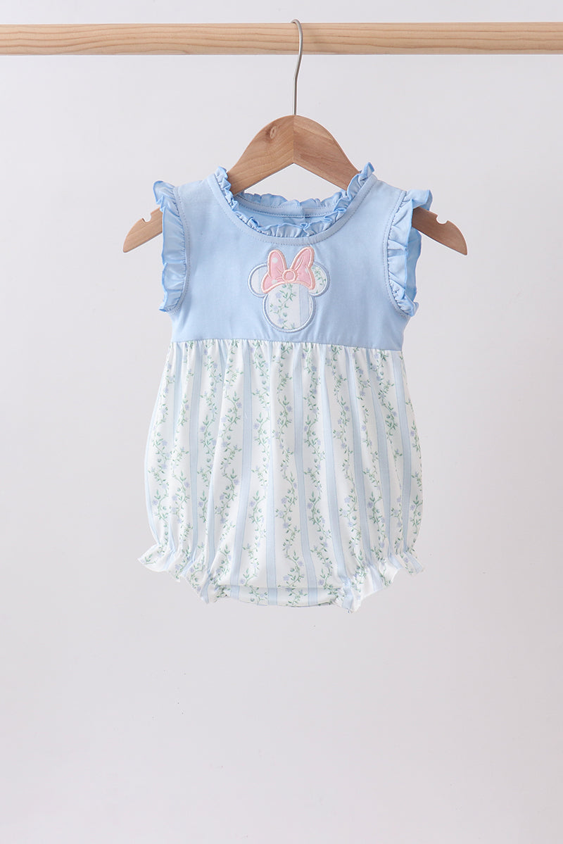 Blue character applique ruffle bubble