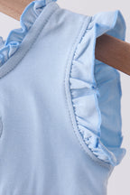 Blue character applique ruffle bubble