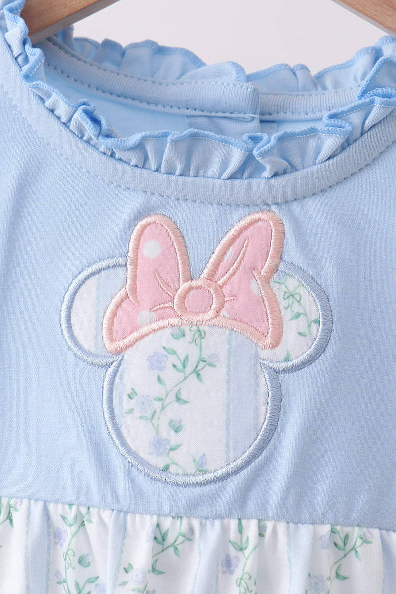 Blue character applique ruffle bubble