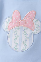 Blue character applique ruffle dress