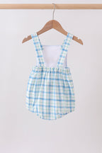 Blue birthday cake smocked plaid bubble
