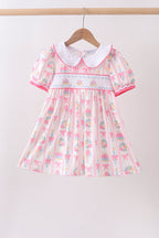 Pink birthday cake smocked dress