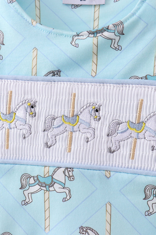 Blue carousel smocked jonjon