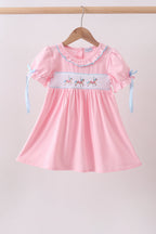 Pink carousel smocked ruffle dress