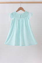 Blue starfish smocked jacquard ruffle dress