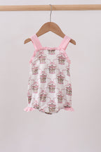 Pink carousel print ruffle bubble