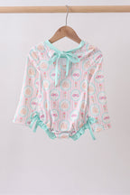 Green castle cream ruffle rashguard
