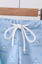 Mint sailboat print rashguard set