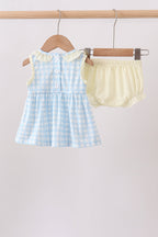 Yellow crab smocked gingham bloomer set