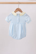 Yellow crab smocked gingham bubble