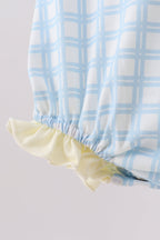 Yellow crab smocked gingham ruffle bubble