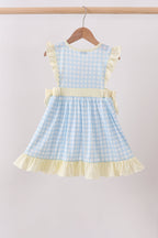 Yellow crab smocked gingham ruffle dress