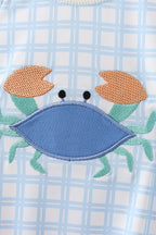 Blue crab applique plaid one-piece swimsuit