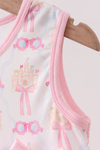 Pink bow castle ruffle dress