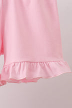 Pink bow castle ruffle shorts set