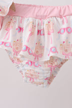 Pink bow castle ruffle 2pc swimsuit