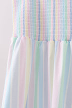 Rainbow stripe smocked dress