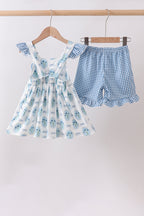 Blue Retro Floral Set