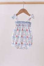 Blue Sailboat Smocked Bubble