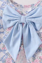Blue Floral Bow Bloomer Set