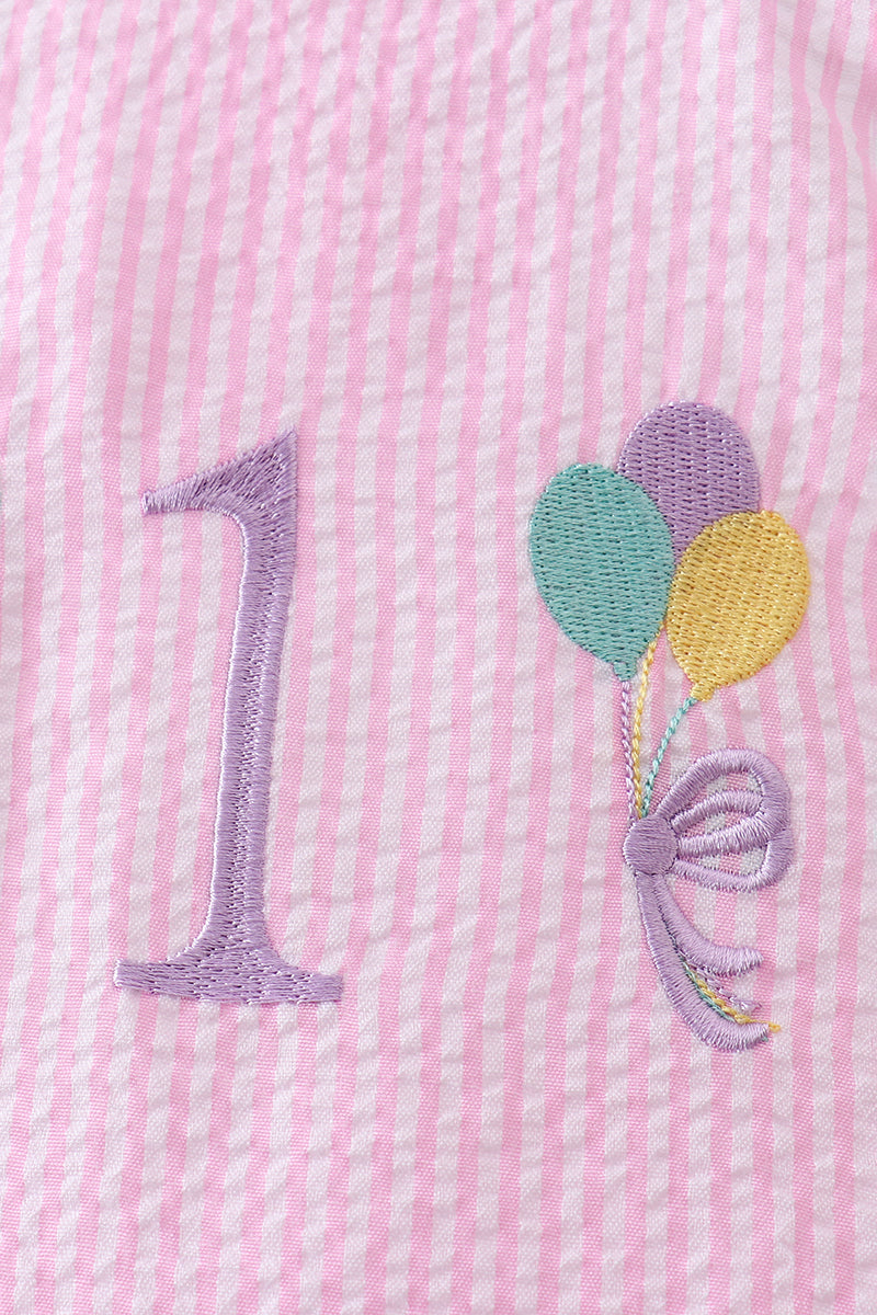 Pink Birthday Balloon Seersucker Bubble