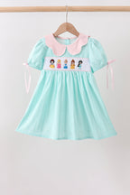 Mint Princess Smocked Jacquard Dress