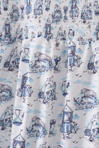 Blue Beach Smocked Women Dress