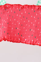 Red Watermelon Smocked UPF Swim Set