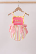 You're my sunshine Stripe Embroidered Bow Bubble