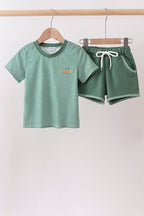 Green Duck Stripe Embroidered Set
