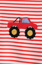 Red Stripe Car Embroidered Set
