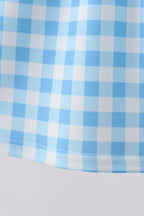 Blue Apple Appliqué Gingham Ruffle Dress