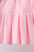 Blue pencil bow embroidery ruffle skorts set