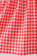 Red Character Plaid Embroidered Dress