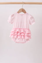 Pink Stripe Apple Book Applique Bubble