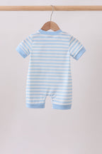 Blue Stripe Apple Book Appliqué Romper