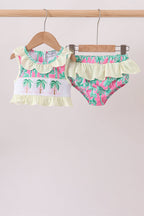 Palm Tree Smocked UPF Swim Set