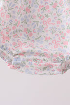 Blue Floral Print Ruffle Bubble
