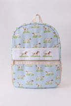 Blue hunting dog embroidery backpack