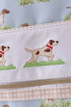 Blue hunting dog embroidery backpack