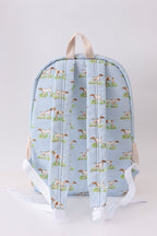 Blue hunting dog embroidery backpack