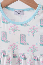 Blue Boots Print Bloomer Set
