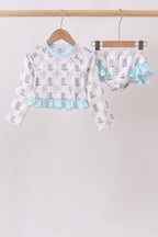 Blue Boots Ruffle Rashguard Set