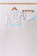 Blue Boots Ruffle Rashguard Set