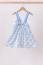 Blue Shells Embroidered Dress