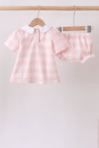 Pink Gingham Bloomer Set